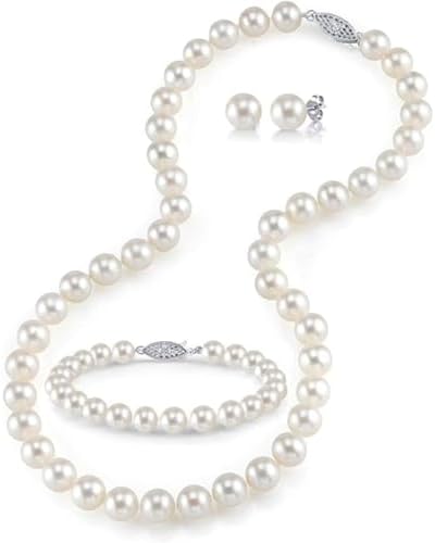 The Pearl Source real white freshwater pearl necklace displayed elegantly.