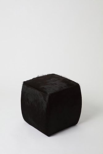 Image of the Black Cowhide Square Pouf - 18 inches