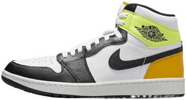 Nike Air Jordan 1 High G golf shoes showcasing iconic design on a green golf course.