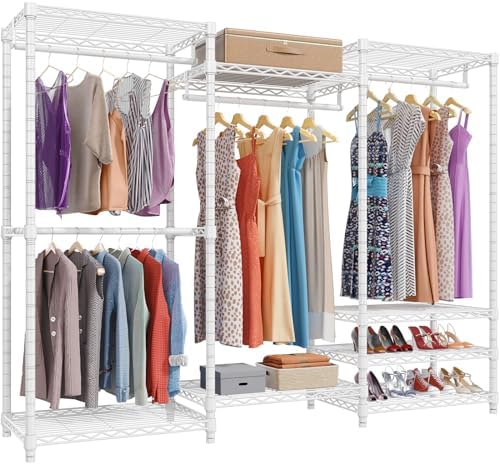 A robust VIPEK V5 portable closet wardrobe filled with various clothes and accessories.