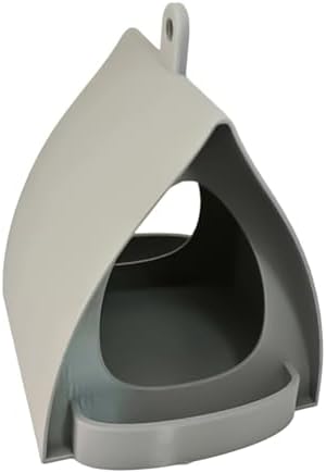 A rustic hut-shaped outdoor bird feeder with an open design, perfect for garden wildlife.